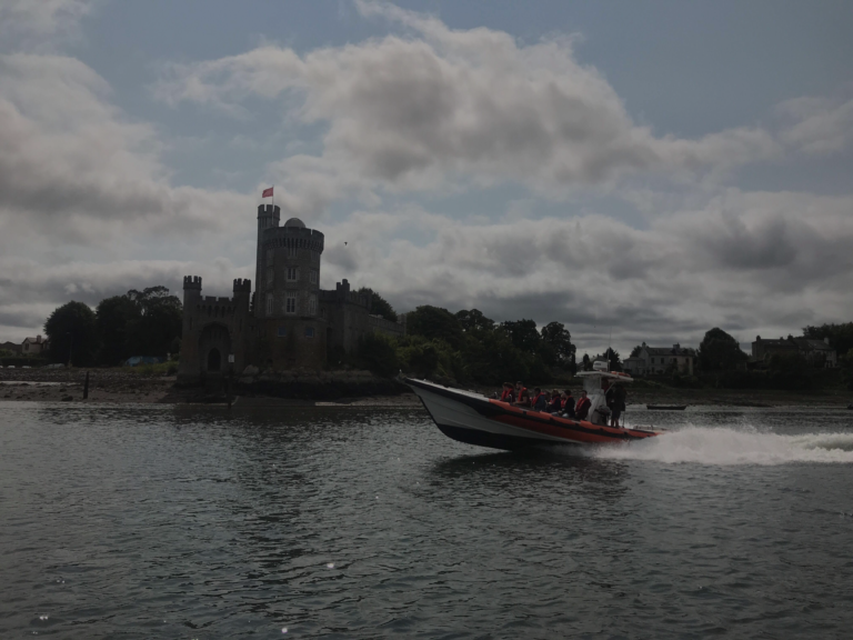 Freedom RIB passing Blackrock Castle in Cork Harbour