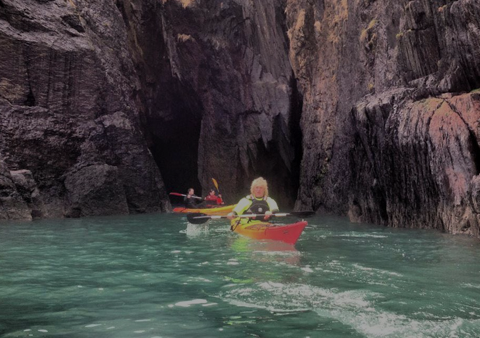 Sea cave kayaking on the Cork coast